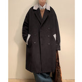 Bonsir Winter Thick Woolen Coat Men Warm Fashion Oversize Long Woolen Coat Korean Loose Thickening Woolen Trench Coat Mens Overcoat