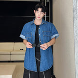 Bonsir Vintage Men's Denim Shirts Summer Korean Style Washed Short Sleeve Jacket Coat Fasion Male Casual Streetwear 2023 New