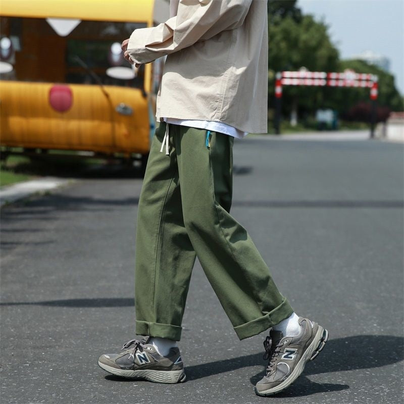 Bonsir  High Street American Men's Cargo Pants Fashion Solid Color Straight-leg Male Hip Hop Casual Trousers Streetwear