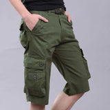 Bonsir Summer Cargo Shorts Men Cool Cotton Casual Loose Short Pants Men's Clothing Comfortable Multi-Pocket Beach Cargo Shorts Q36