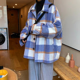 Bonsir Winter Thick Woolen Coat Men Warm Fashion Casual Plaid Woolen Coat Men Korean Loose Medium Long Woolen Jacket Mens Overcoat