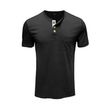 Bonsir Men's Henley Shirt Short Sleeve T-Shirt Summer New Solid Color Simple Fashion Casual Waffle Knit T-Shirt Tops Men's Clothing