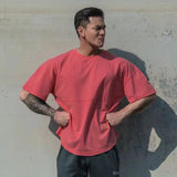 Bonsir Summer Men's Cotton Round Neck Short Sleeve T-shirts Running Fitness Loose Casual Oversized T Shirt Quick Drying Fat Tshirt