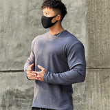 Bonsir Spring New Fitness Long-sleeved T-shirts Men O-Neck Solid Color Sweatshirt Casual Oversized Tops Running Sports Loose Clothes