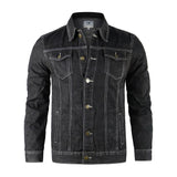 Bonsir New  Cotton Denim Jacket Men Casual Solid Color Lapel Single Breasted Jeans Jacket Men Autumn Slim Fit Quality Mens Jackets