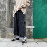 Bonsir Baggy Jeans Trousers Male Denim Pants Black Wide Leg Pants Men's Jeans Oversize Cargo Korean Streetwear Hip Hop Harajuku