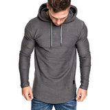 Bonsir New Men's casual fashion solid color long-sleeved T-shirt with Hood Summer casual sports long-sleeved T-shirt