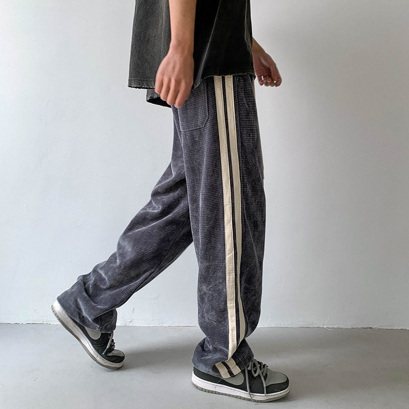 Bonsir Baggy Striped Men's Straight-leg Pants Fashion Hip Hop Streetwear Brand Harajuku Man Trousers Casual Male Pants