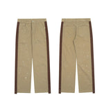Bonsir High Street Side Patchwork Khaki Cotton Baggy Men Cargo Jeans Pants New Fashion Hip Hop Casual Straight Long Trousers Pantalones