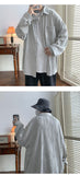 Bonsir Autumn Pleated Shirt Men Fashion 4-color Casual Ice Silk Shirt Mens Japanese Loose Long-sleeved Shirt Mens Large Size M-5XL