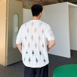 Bonsir Summer Hole Design Male Round Neck T-shirts Solid Color Short Sleeve Men's Knitted Tops 2023 New Korean Casual Trend