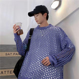 Bonsir Men's And Women's Hollow Fishnet Clothes Thick Thread Pullover Knitted Sweater Men's And Women's Tops