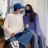 Bonsir Men's And Women's Hollow Fishnet Clothes Thick Thread Pullover Knitted Sweater Men's And Women's Tops