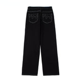 Bonsir y2k baggy men clothing Stitch Denim Pants Mens High Street Wide Leg Pants Streetwear Loose Jeans Casual Trousers  Men