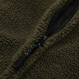Bonsir Men's Lamb Cashmere Jacket Patchwork Color Drawstring Cotton Coat Outdoor Sportwear Fleece Cargo Jacket Sweatpant Coat