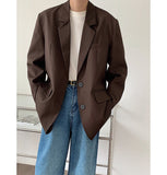 Bonsir Men's High-quality Casual Suit Jackets Formal Western-style Clothes Loose Black/brown/green Blazers Business Coats S-XL