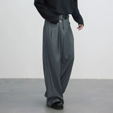 Bonsir Solid Long Pants Men's Fashion Casual Pants Man Spring Summer Fall Loose Pleated Suit Pants Original Trendy Design LGBT Clothing