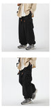 Bonsir Mens Casual Vintage Cargo Pants Autumn New Big Pocket Oversized Straight Pants Neutral Drawstring Work Trousers Joggers Male 2XL