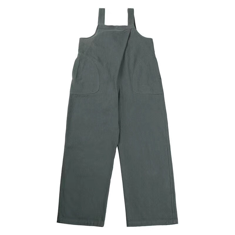 Bonsir Japanese Style Men's Pure Color Loose Salopettes Fashion Casual Pants Cargo Streetwear Jumpsuit Rompers Loose Trousers