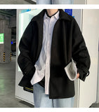 Bonsir Fashion Men's woolen Coats Solid Color Single Breasted Lapel Long Coat Jacket Casual Overcoat Casual Trench Autumn and Winter