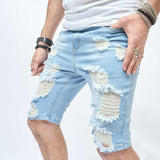 Bonsir Vintage Ripped Slim Fit Denim Short Pant Men Streetwear 2023 Spring Summer Fashion Solid Color Button Jean Shorts Men's Clothing