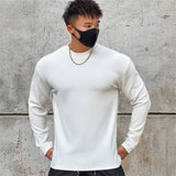 Bonsir Spring New Fitness Long-sleeved T-shirts Men O-Neck Solid Color Sweatshirt Casual Oversized Tops Running Sports Loose Clothes