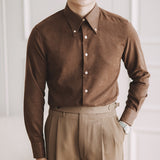 Bonsir Fall Men Business Solid Color Shirt Long Sleeve Slim Fit Hairstylist Shirts Men Office Tuxedo Shirt Social Herren Hemd