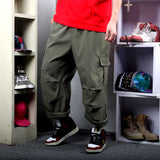 Bonsir Spring Summer Fashion Loose Baggy Trousers Men's Casual Cargo Pants Wide Leg Big Pocket Hiphop Harem Streetwear Clothing