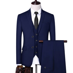 Bonsir Formal Business Wedding 3 Pieces Suit Set / Male Blazers Jacket Pants Vest Trousers Dress Waistcoat