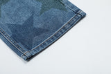 Bonsir High Street Color Stars Full Print Washed Jeans Pants Men's Straight Pocket Retro Patchwork Baggy Casual Denim Trousers Oversize