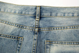 Bonsir Ripped Hole Distressed Black Blue Washed Men's Jeans Straight Casual Baggy Pockets Pencil Pants Streetwear Loose Denim Trousers
