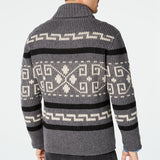 Bonsir Mens Knitted Coat Long Sleeve Jacquard Pocket Sweater Cardigan Jacket Solid Thick Warm Casual Cardigan Knitting Sweatercoat