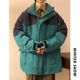 Bonsir Winter Jacket Men Warm Fashion Casual Thicken Hooded Jacket Men Streetwear Korean Loose Thick Short Coat Mens Parker Large Size