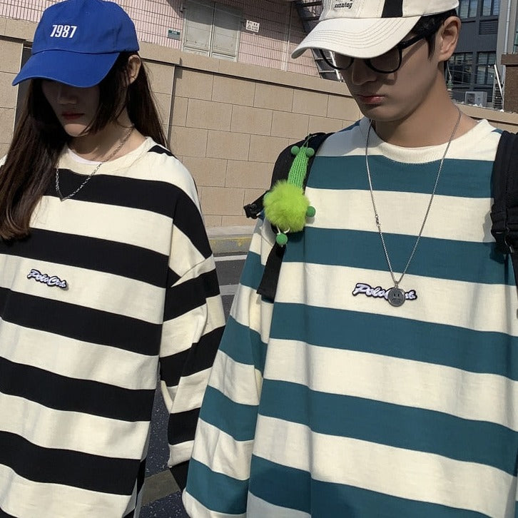 Bonsir Autumn Striped Loose Sweatshirts Korean Style Fashion Couple Clothing Brand Casual Women Pullovers Male Hoodie