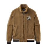 Bonsir Winter Fleece Embroidery Men's Jacket Lamb Wool Coats Loose Fleece Warm Cotton Outerwear Mn's Top