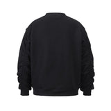 Bonsir Retro Black Grey Sleeve Ruched Stand Zipper Pockets Autumn Jackets for Men Solid Color High Street Oversized Loose Clothes
