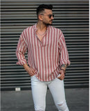 Bonsir Spring and Autumn New Men's Fashion Casual Simple Long-Sleeve Striped Shirt Men Slim Casual High Quality Shirt
