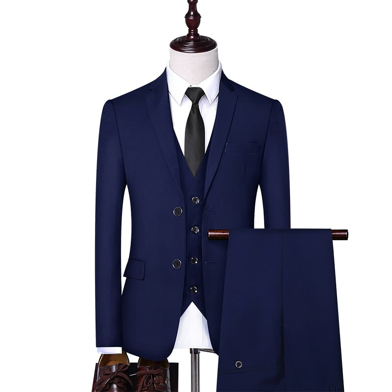 Bonsir Formal Business Wedding 3 Pieces Suit Set / Male Blazers Jacket Pants Vest Trousers Dress Waistcoat