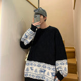 Bonsir Winter Printed Sweater Men Warm Fashion Casual Knitted Pullover Men Korean Loose Long Sleeve Sweater Mens Jumper Clothes M-2XL