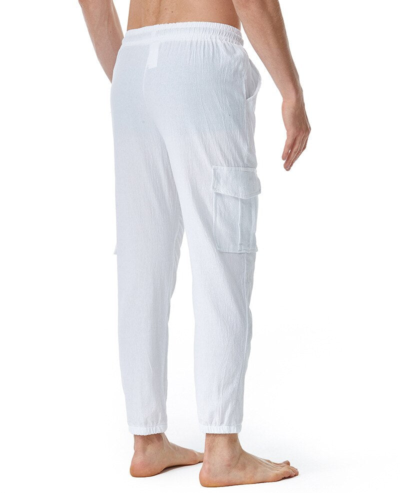 Bonsir Summer Linen Pants Men Straight Loose Sweatpants Breathable Cot –  bonsir