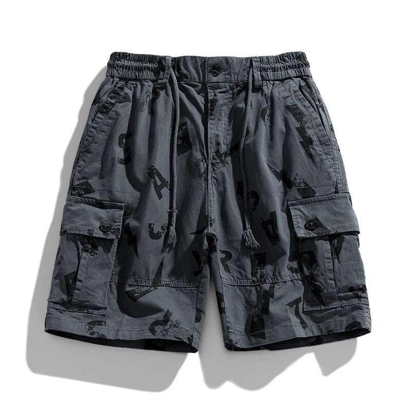 Bonsir Cargo Printed Oversize Summer Striped Loose Casual Shorts Men Camo Summer Short Pants Cargo Shorts New Streetwear