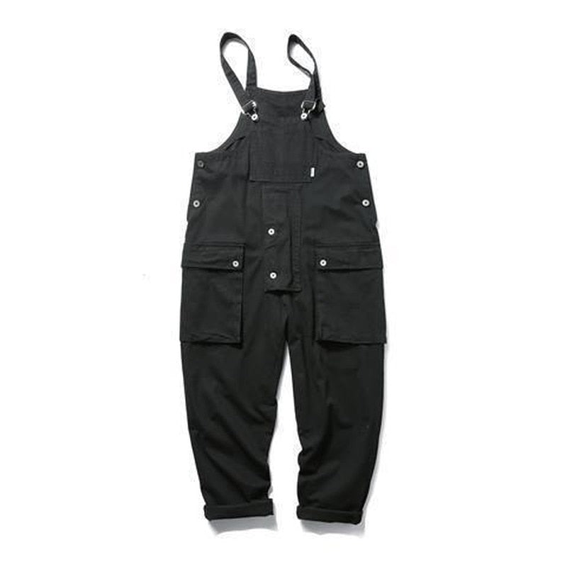 Bonsir Men's Retro Designer Overalls Workwear Sling Korean Loose Wide Leg Jumpsuit Streetwear Solid Color Men's Clothing