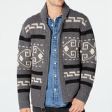 Bonsir Mens Knitted Coat Long Sleeve Jacquard Pocket Sweater Cardigan Jacket Solid Thick Warm Casual Cardigan Knitting Sweatercoat