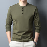 Bonsir New T Shirt Men Henley Shirt Mens Casual Slim Fit Long Sleeve Tee Shirt Waffle Solid Fashion Tops Tees Brand Men Clothing