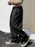 Bonsir Hot Sale Baggy Wide Leg Casual Pants for Men, Y2k Fashion Loose Fit Soft Cotton Trousers Ruffled Hallen Trousers Pantalones
