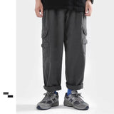 Bonsir Men's Black/grey Color Loose Casual Pants Fashion Trend Loose Cargo Trousers Sports Elastic Waist Sweatpants Size M-3XL