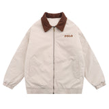 Bonsir Fashion Vintage Zipper Jacket Coat Men Harajuku Vintage Embroidered Polo Jacket Casual Baseball Outwear Tops Thick