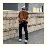 Bonsir New Fashion Letter Embroidery Vintage Brown Men Cargo Jeans Pants Ankle Zipper Hip Hop Baggy Straight Denim Trousers Pantalones
