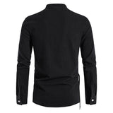 Bonsir New Men's Casual Blouse Cotton Linen Shirt Tops Long Sleeve Tee Shirt Spring Autumn Slanted Placket Vintage Yoga Shirts