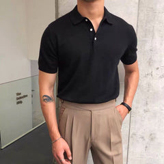 Bonsir Summer Knitted Polo Shirt Solid Color Business Casual POLO Men Short Sleeve Shirt High Quality Golf Shirts Mens Clothes